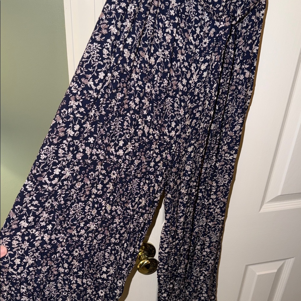 Lulus Women’s Navy Floral Belted Pantsuit - Casual Summer Style - Picture 6 of 7